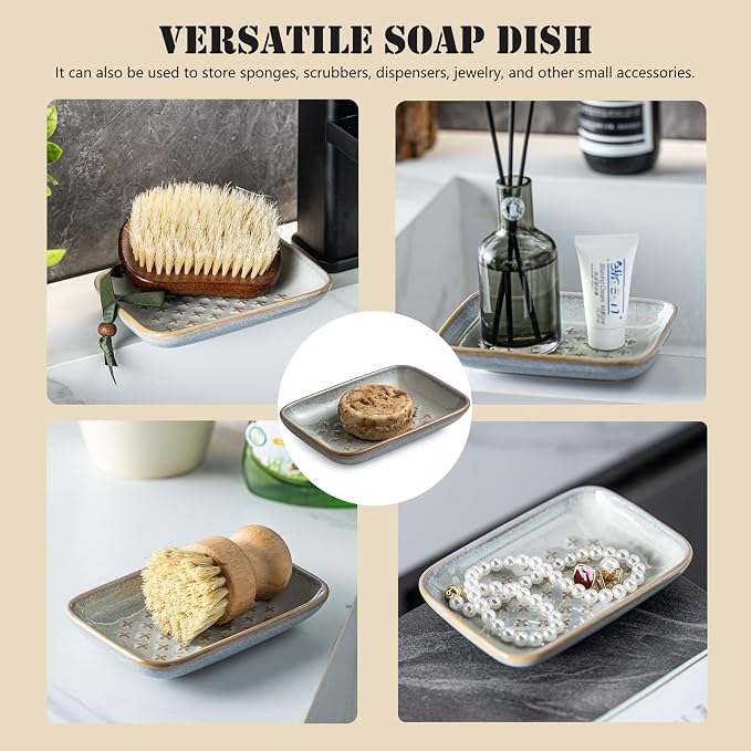 Gomakren Soap Dish, Shower Soap Holder, Ceramic Soap Dishes - Image 8