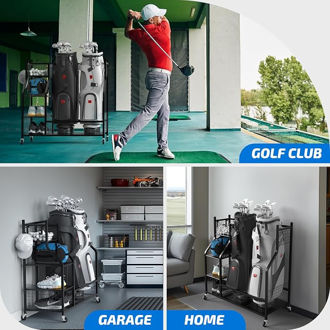 PLKOW Golf Bag Storage Garage Organizer, Extra Large Size Golf Bag Storage - Image 5