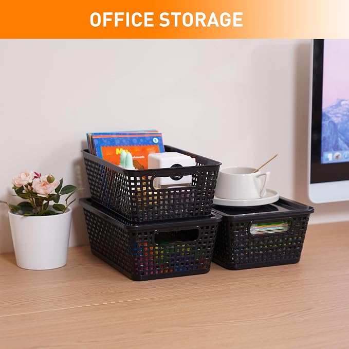 Plastic Storage Baskets With Lid, Storage Bins - Image 4
