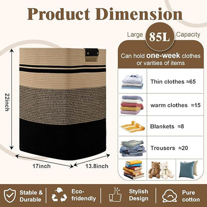 Laundry Hamper, 85L Tall Laundry Basket - Image 3