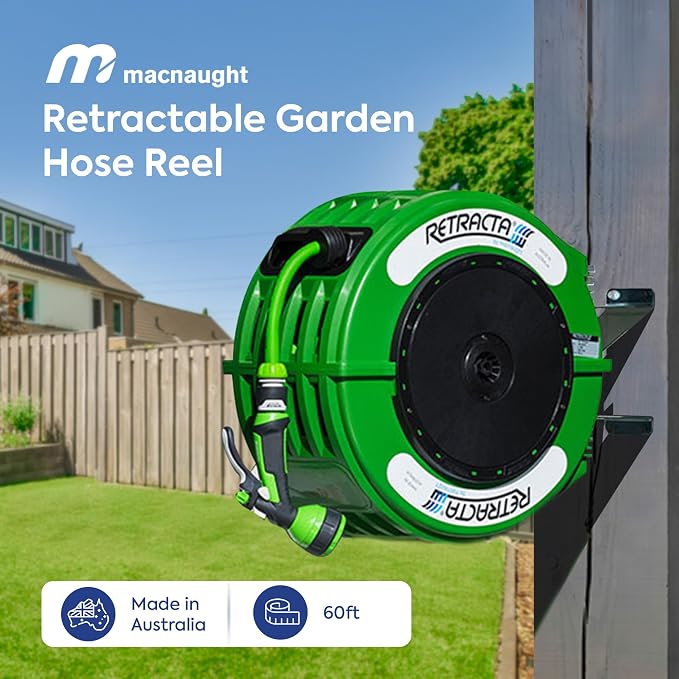 Macnaught Retractable Garden Hose Reel, 60 Ft Water Hose Reel Heavy Duty - Image 3