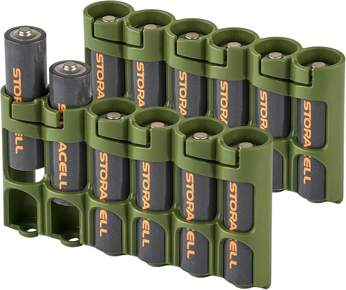 Storacell Slimline AA-6 Battery Storage Caddy and Dispenser, Military Green - Image 2