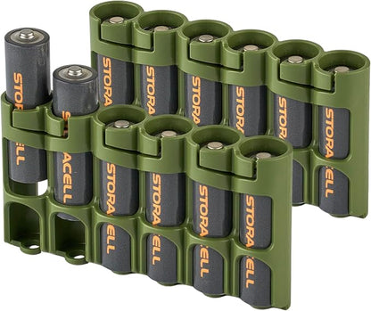 Storacell Slimline AA-6 Battery Storage Caddy and Dispenser, Military Green - Image 2