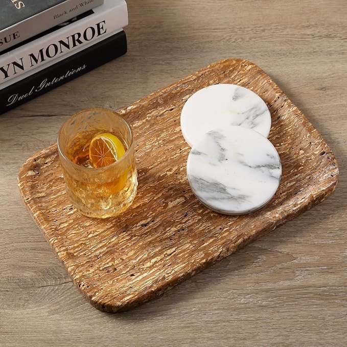 Natural Marble Vanity Tray, 11.8" Travertine/Stone Bathroom Tray Countertop - Image 5
