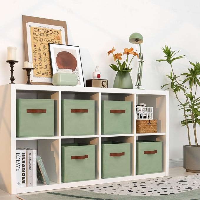 GRANNY SAYS 11 Inch Fabric Storage Cubes, Sage Green | Collapsible Cube Storage - Image 5