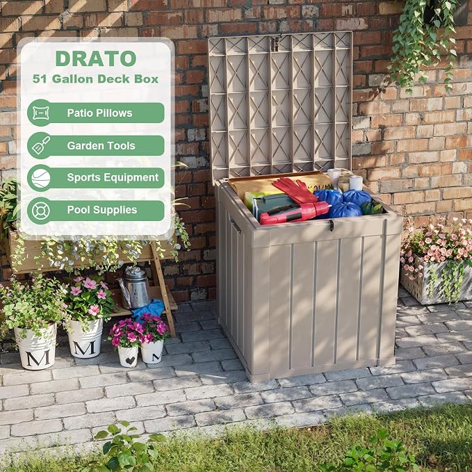 DRATO 50 Gallon Deck Box, Outdoor Storage Box - Image 2