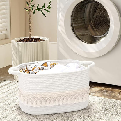 6 Pack Storage Basket for Shelves, Boho Cotton Rope Storage Bins - Image 9