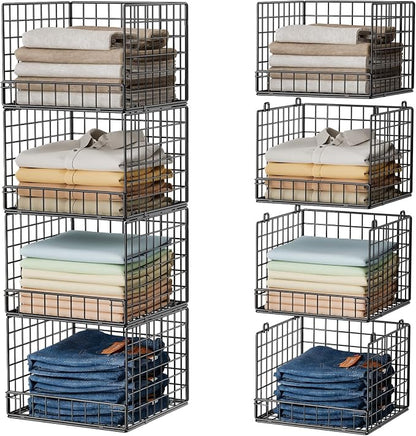 Stackable Closet Organizers and Storage Baskets, 4-Tier Closet Shelf Organizer by Huxitocan