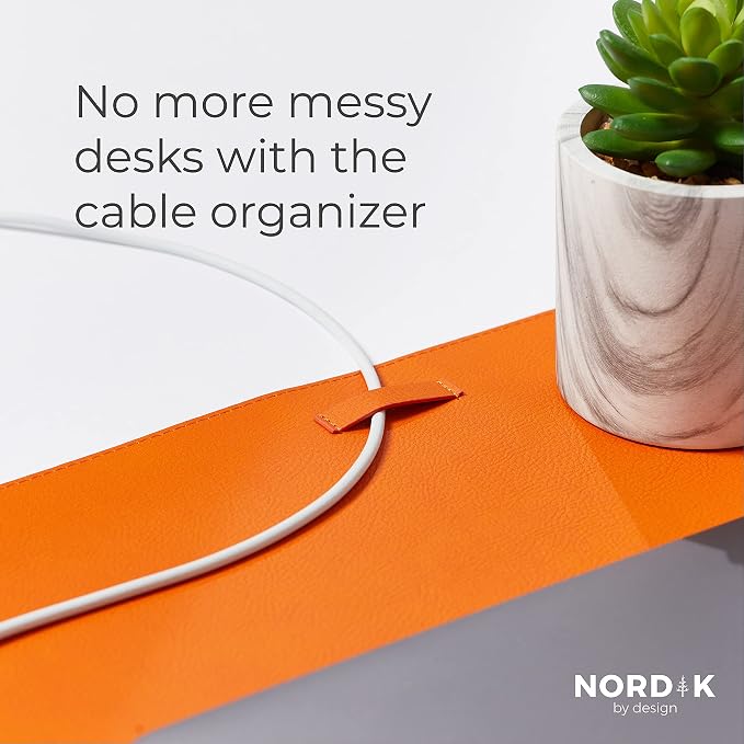 Nordik Leather Desk Mat Cable Organizer - Image 3