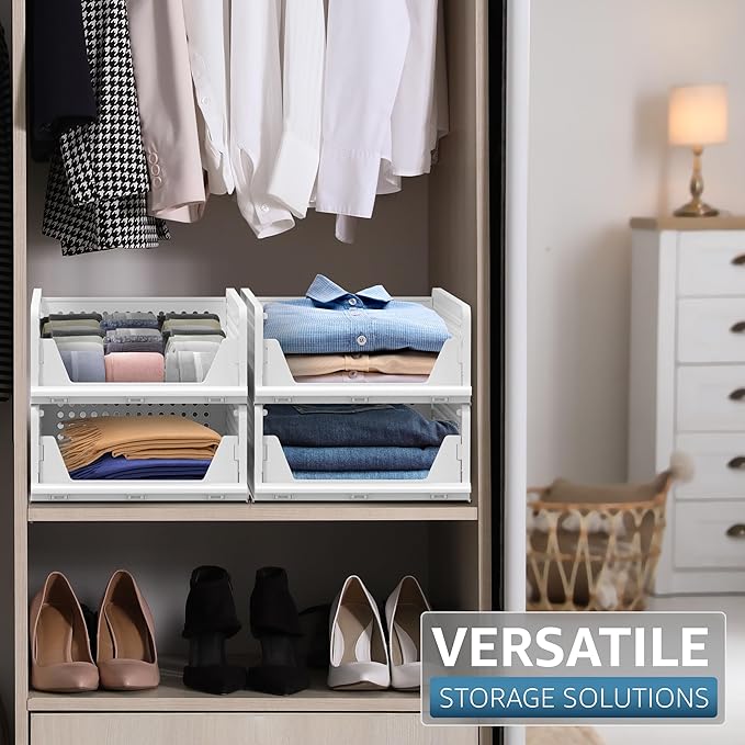 Sorbus 4 Pack Folding Closet Shelf Organizer - Image 5