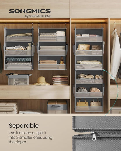 SONGMICS Hanging Closet Organizer, 6-Tier Fabric Storage Shelf, Separable - Image 3
