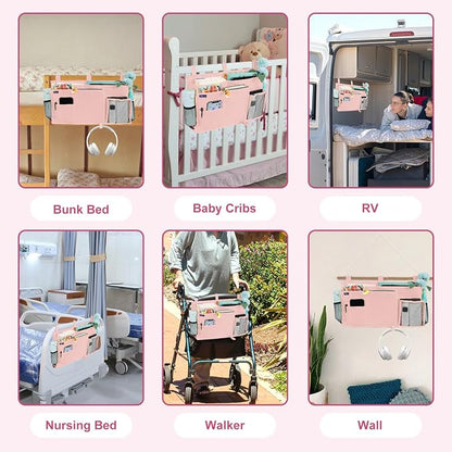 Surblue Bedside Caddy Hanging Bed Organizer Storage Bag Pocket - Image 6