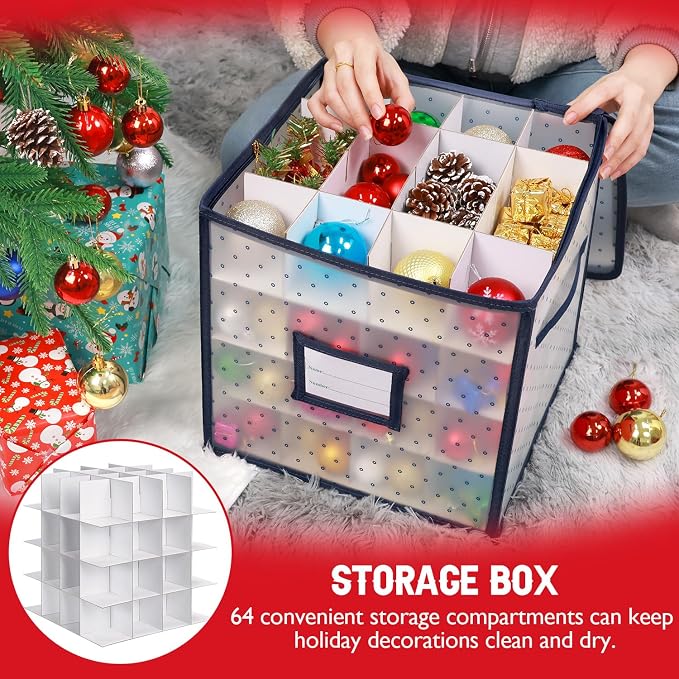 BINSUNS Christmas Ornament Storage Box, Christmas Storage Containers Organizer - Image 6