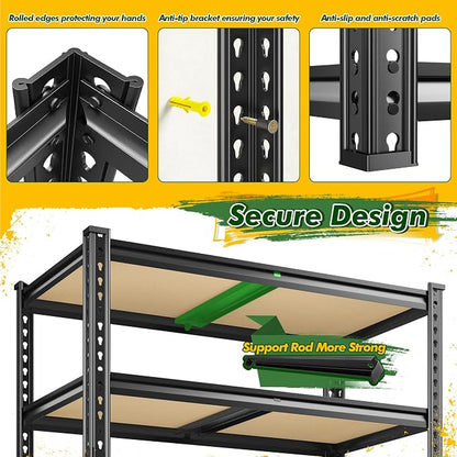 72.1" H Garage Shelving 2030LBS Garage Storage Shelves, 5 Tier Adjustable Metal - Image 7