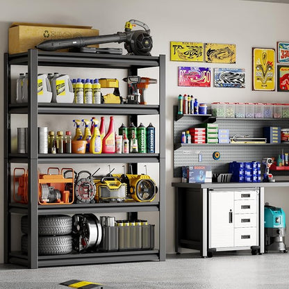 48" W Storage Shelves 2500LBS Garage Shelving Heavy Duty 5 Tier Adjustable - Image 2