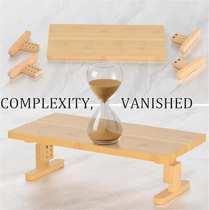 Bamboo Monitor Stand Riser for Desk, Height Adjustable Computer Riser & Laptop - Image 6