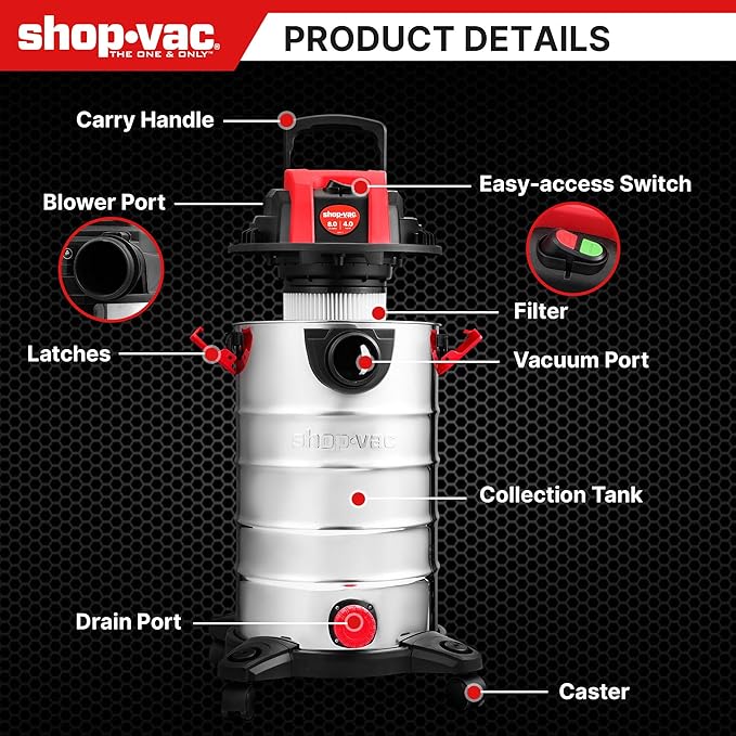 Shop-Vac 8 Gallon 4.0 HP Wet/Dry Vacuum - Image 4