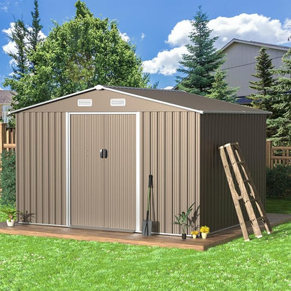 ALAULM 10'x8' Outdoor Storage Shed Outdoor Galvanized Metal Tool Shed - Image 6