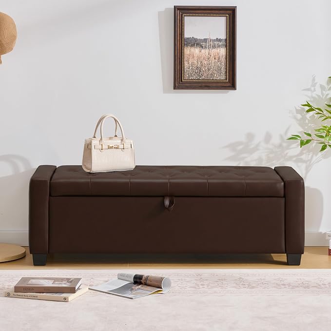 Huatean Home 48" Ottoman with Storage, Storage Ottoman Bench with Safety Hinge - Image 6