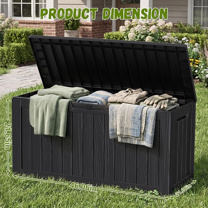 ROJIK 95 Gallon Outdoor Storage Box Waterproof, Weatherproof Deck Boxes Outdoor - Image 2