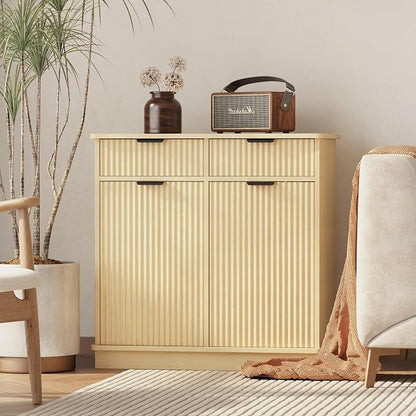 Natural Double Tilt Out Laundry Hamper Cabinet Laundry Basket Cabinet Hidden - Image 9