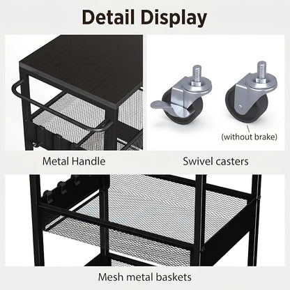 Rolling Utility Cart, 4 Tier Metal Storage Cart - Image 6