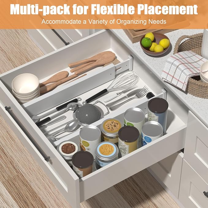 Bamboo Drawer Dividers, 17-22" Adjustable Kitchen Drawer Organizer - Image 2