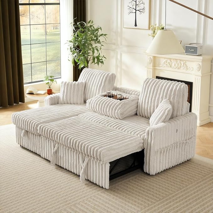 KCGKCG Sleeper Sofa Bed, 81” Pull Out Couch Bed, 3 in 1 L-Shaped Couch - Image 2