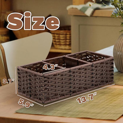 myHomeBody Wicker Basket With 3 Compartments, - Image 3