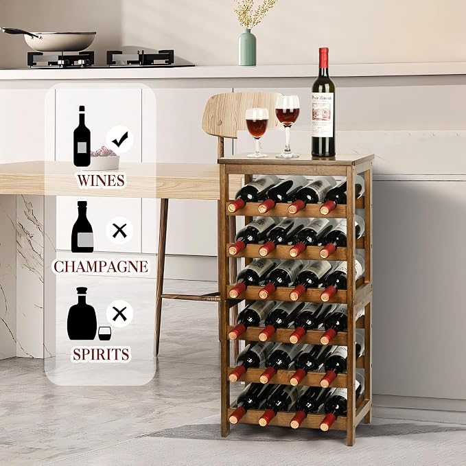 VASMIA Wine Rack Freestanding Floor, 6-Tier Display Wine Storage Shelves - Image 7
