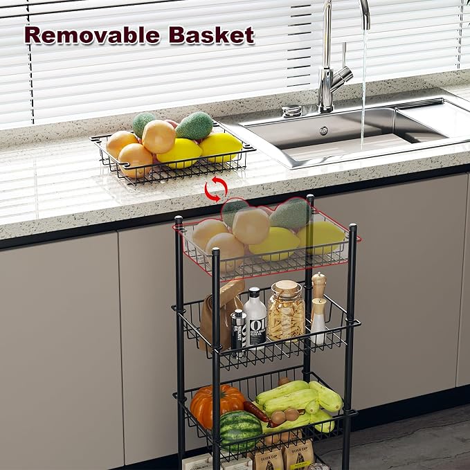 AWTATOS 4-Tier Rolling Cart, Storage Cart - Image 4
