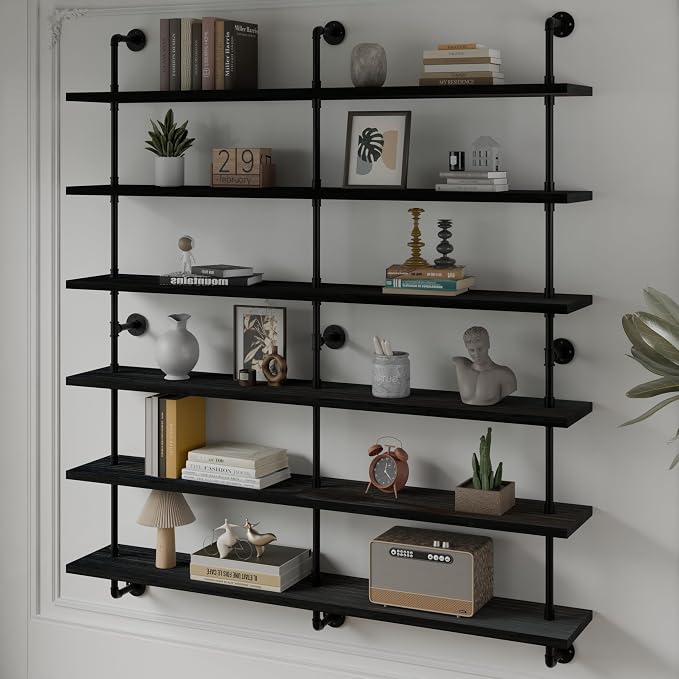 HDDFER Floating Shelves for Wall Living Room Shelves Bookshelf Industrial Pipe - Image 7