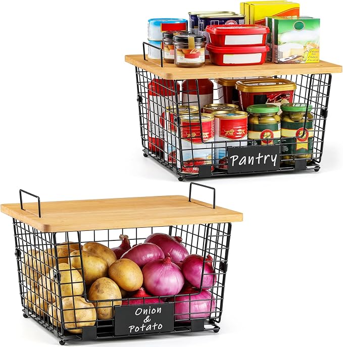 2 Set XXL Stackable Wire Basket - Image 8