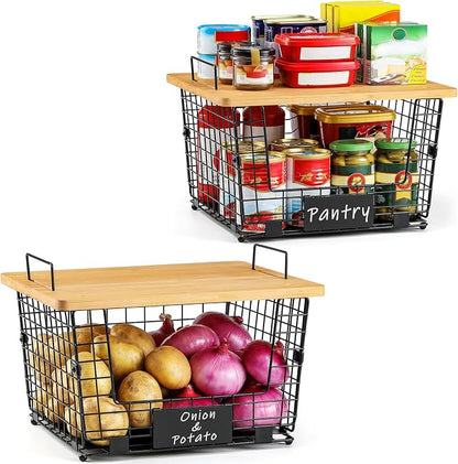 2 Set XXL Stackable Wire Basket - Image 8