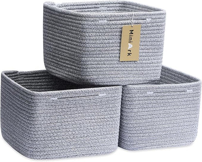 Small Organizing Baskets for Cubes Shelf, 9.7x9.7x7.1 Inch Rope Woven Storage by MiniArkStorageBasketsHome
