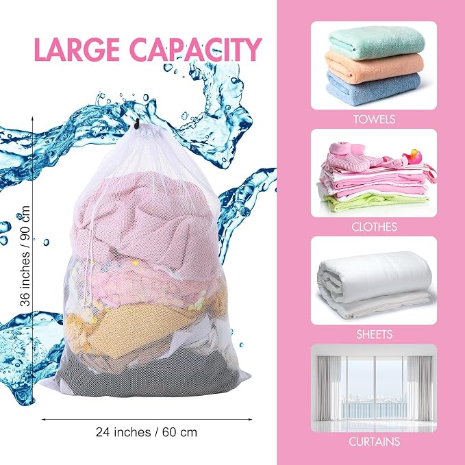 Berlune Large Mesh Laundry Bags, 24 x 36 Inch Bulk Wash Set - Image 5