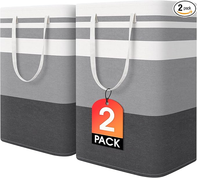 HomeHacks 2 Pack Large Laundry Baskets, Waterproof, Freestanding Laundry Hampers by HomeHacks