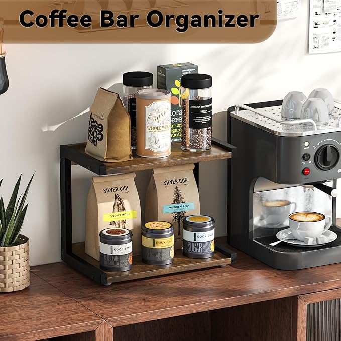 MARTY Kitchen Counter Shelf Organizer, 2 Tier Coffee Station/Bar Organizer | - Image 4