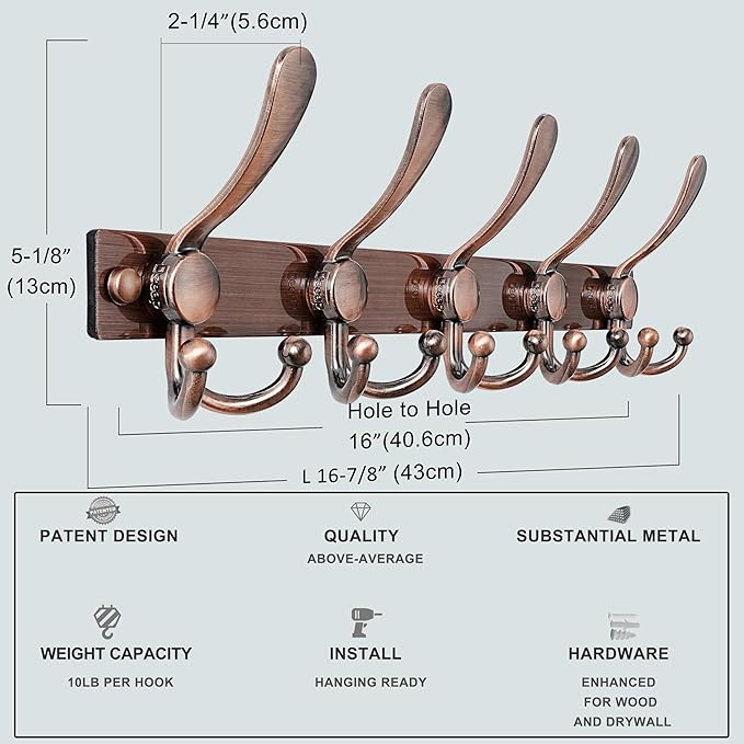 Dseap Coat Rack Wall Mount 2.0 Pro: Heavy Duty 300% Thicker, Stainless Steel - Image 3