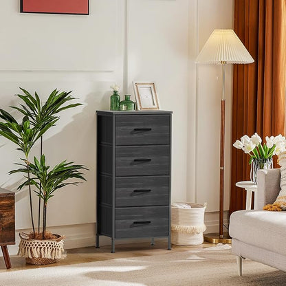 DUMOS Nightstand with 4 Drawers Bedside Table with Removable Fabric Bins Sturdy - Image 2