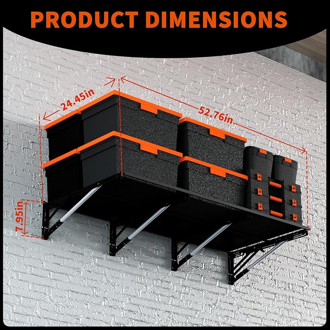 Heavy Duty Foldable Garage Storage Shelves Wall Mounted Metal Rack Unit - Image 2