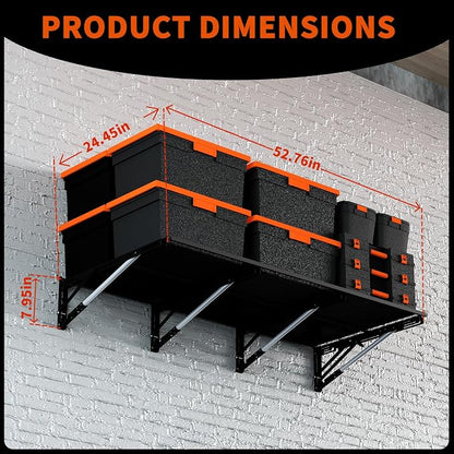 Heavy Duty Foldable Garage Storage Shelves Wall Mounted Metal Rack Unit - Image 2
