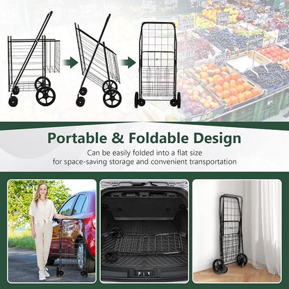Goplus Jumbo Folding Shopping Cart - Image 5