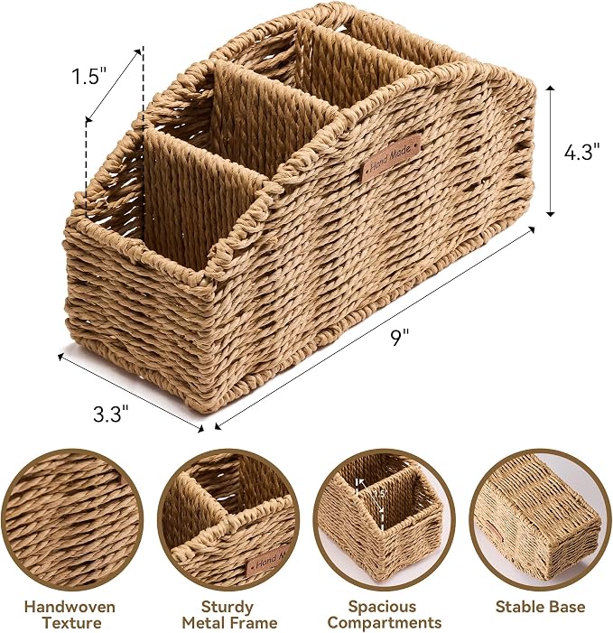 Handwoven Remote Control Holder Basket - Image 4