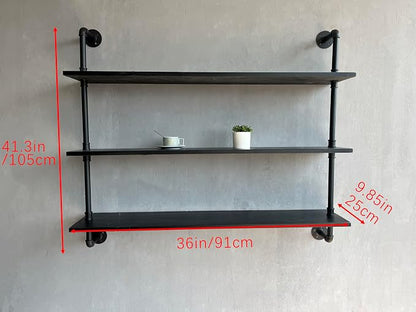 HDDFER Industrial Pipe Shelf Shelving Bookcase, Wall Mounted Rustic Bookshelf - Image 2