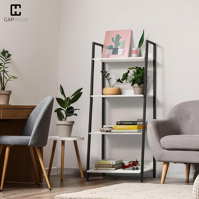 CAPHAUS 4 Tier Ladder Bookshelf, 24 Inch Width Free Standing Shelf, Bookcase - Image 2