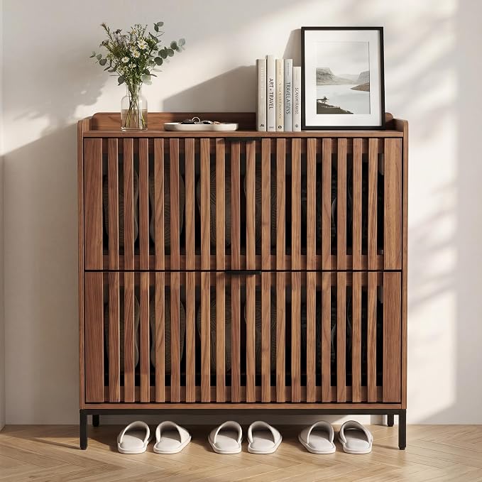 Shoe Cabinet for Entryway, Slim Freestanding Shoe Rack Organizer by Sanyz
