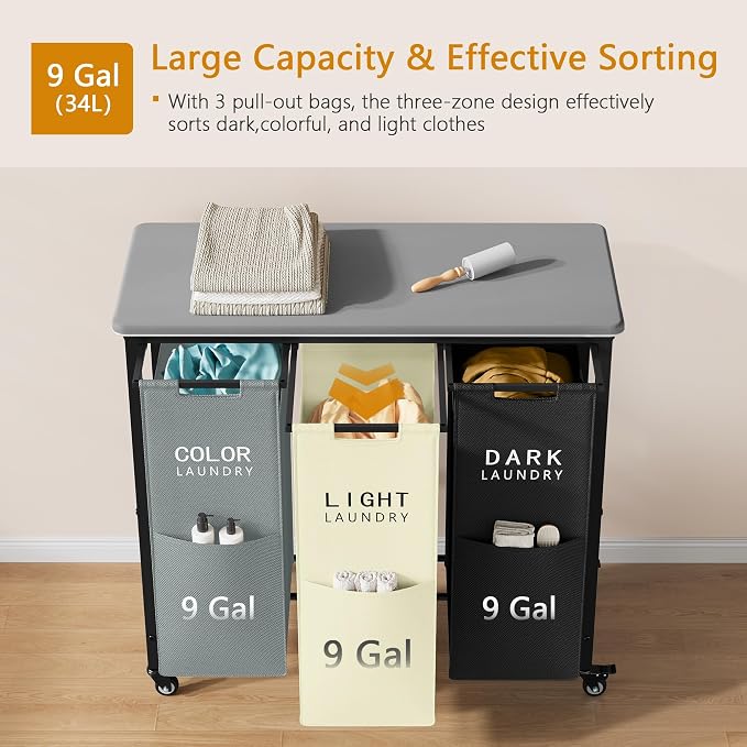 Gewudraw 3 Section Laundry Sorter - Image 5