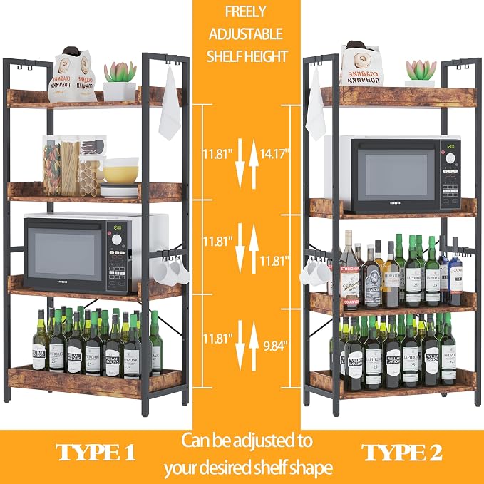 HCHQHS 4 Tier Bookshelf, Adjustable Industrial Bookcase, Vertical Tall Book - Image 4