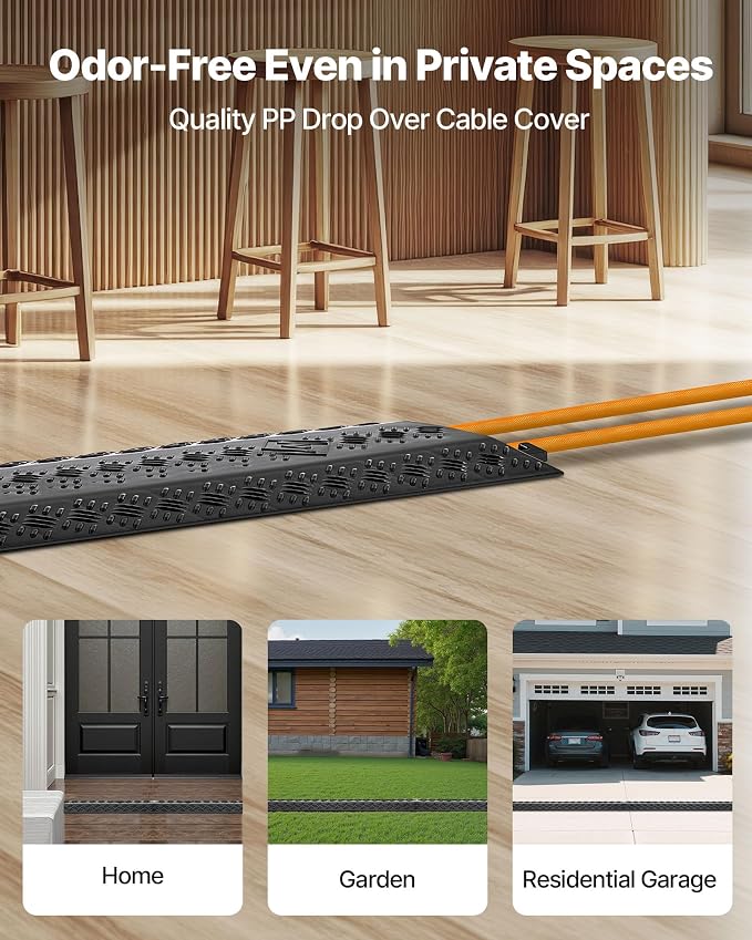 VEVOR 2 Pack Drop Over Cable Cover, 2 Channel Heavy Duty Cable Hose Protector - Image 2